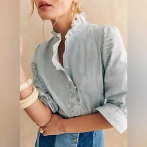Sezane Chlo shirt in stripe ecru size 8